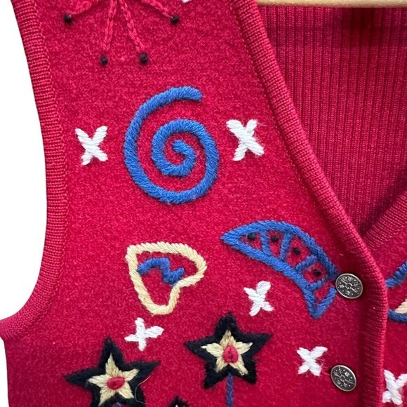 Vintage Telluride Clothing Co. Christmas Vest Embroidered Holiday Wool Blend SM - Picture 4 of 7